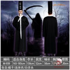 Trang Phục Hắc Bạch Vô Thường Halloween - Bộ Đồ Hóa Trang Kinh Dị Cho Lễ Hội, Phù Hợp Người Lớn 155-185cm