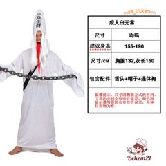 Trang Phục Hắc Bạch Vô Thường Halloween - Bộ Đồ Hóa Trang Kinh Dị Cho Lễ Hội, Phù Hợp Người Lớn 155-185cm