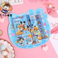 Bộ dụng cụ học tập 4 trong 1 - Bút chì, thước kẻ, gọt bút, tẩy chì hình Nhân vật Disney, Spiderman, Elsa cho bé