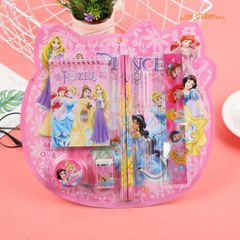 Bộ dụng cụ học tập 4 trong 1 - Bút chì, thước kẻ, gọt bút, tẩy chì hình Nhân vật Disney, Spiderman, Elsa cho bé
