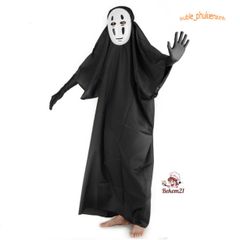 Bộ Set Cosplay Vô Diện - Áo Choàng, Mặt Nạ & Găng Tay Đen - Trang Phục Hóa Trang Halloween Sáng Tạo Cho Tất Cả Đối Tượng