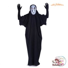Bộ Set Cosplay Vô Diện - Áo Choàng, Mặt Nạ & Găng Tay Đen - Trang Phục Hóa Trang Halloween Sáng Tạo Cho Tất Cả Đối Tượng