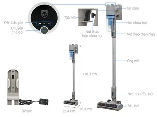 Máy Hút Bụi Cầm Tay Philips XC2011/01 - Công Nghệ PowerCyclone 7, Pin Lithium-Ion 21.6V, Thời Gian Sử Dụng 40 Phút, Thiết Kế Nhỏ Gọn