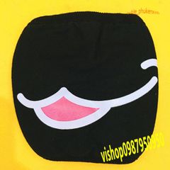 Khẩu Trang Cotton Đen Hàn Quốc In Hình Môi Hồng - Thiết Kế Độc Đáo, Thoáng Khí, Chống Bụi, Dành Cho Mọi Giới Tính