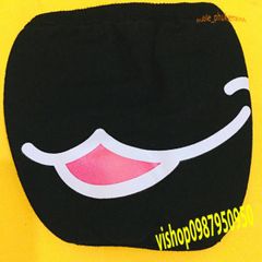 Khẩu Trang Cotton Đen Hàn Quốc In Hình Môi Hồng - Thiết Kế Độc Đáo, Thoáng Khí, Chống Bụi, Dành Cho Mọi Giới Tính