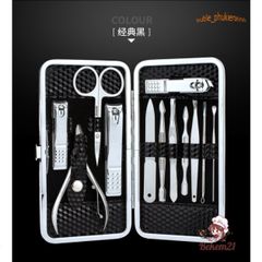 Bộ Dụng Cụ Chăm Sóc Móng Tay 12 Món Inox - Bao Gồm Cắt Tỉa, Lấy Ráy Tai, Nặn Mụn - Tiện Lợi và Sang Trọng