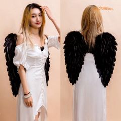 Cánh Thiên Thần Trắng và Ác Quỷ Đen Cosplay - Phụ Kiện Hóa Trang Tiệc Tùng Cho Người Lớn Và Trẻ Em, Chất Liệu Lông Giả Thật 100%