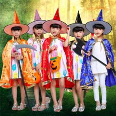 Bộ áo choàng phù thủy Halloween cho trẻ em - Áo choàng đen và nón phù thủy, dễ dàng hóa trang và tái sử dụng
