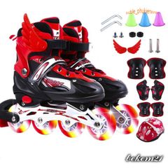 Giày Patin Phát Sáng Cao Cấp Cho Trẻ Em và Người Lớn Mẫu Mới 2020 - Nhiều Màu Đen, Hồng, Xanh, Đỏ, Điều Chỉnh Kích Cỡ Thoải Mái
