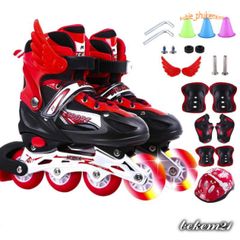 Giày Patin Phát Sáng Cao Cấp Cho Trẻ Em và Người Lớn Mẫu Mới 2020 - Nhiều Màu Đen, Hồng, Xanh, Đỏ, Điều Chỉnh Kích Cỡ Thoải Mái