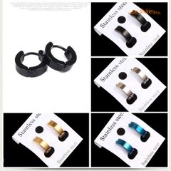 Khuyên Tai Tròn Titan Không Gỉ Dành Cho Nam Nữ - Thiết Kế Nhỏ Gọn, Cá Tính, 4 Màu Đen Bạc Thời Trang