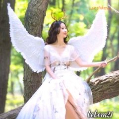 Đôi Cánh Thiên Thần Cosplay Trắng Kích Thước 80x60cm - Phụ Kiện Tiệc Tùng Dễ Thương Cho Người Lớn & Trẻ Em