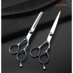 Bộ Kéo Tỉa Tóc Chuyên Nghiệp Không Gỉ - Dụng Cụ Cắt Tóc Salon Cao Cấp, Lưỡi Thẳng 17cm, Hoàn Hảo Cho Mỗi Chuyên Gia Tóc