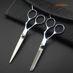 Bộ Kéo Tỉa Tóc Chuyên Nghiệp Không Gỉ - Dụng Cụ Cắt Tóc Salon Cao Cấp, Lưỡi Thẳng 17cm, Hoàn Hảo Cho Mỗi Chuyên Gia Tóc