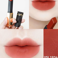 Bộ Trang Điểm Cao Cấp Yves Saint Laurent YSL: Phấn Nước Cushion Tone B10 & Son The Slim 1936 Firey Era Màu Đỏ Cam Gạch Chính Hãng