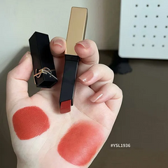 Bộ Trang Điểm Cao Cấp Yves Saint Laurent YSL: Phấn Nước Cushion Tone B10 & Son The Slim 1936 Firey Era Màu Đỏ Cam Gạch Chính Hãng