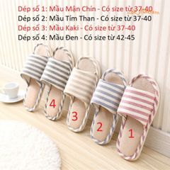 Dép Vải Sọc Ngang Hàn Quốc - Dép Đi Trong Nhà Thời Trang Kaki Êm Ái Dễ Phối, Chống Trơn Trượt, Thích Hợp Mọi Mùa