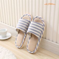 Dép Vải Sọc Ngang Hàn Quốc - Dép Đi Trong Nhà Thời Trang Kaki Êm Ái Dễ Phối, Chống Trơn Trượt, Thích Hợp Mọi Mùa