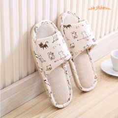 Dép Vải Sọc Ngang Hàn Quốc - Dép Đi Trong Nhà Thời Trang Kaki Êm Ái Dễ Phối, Chống Trơn Trượt, Thích Hợp Mọi Mùa