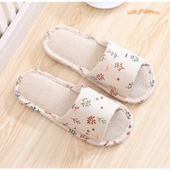 Dép Vải Sọc Ngang Hàn Quốc - Dép Đi Trong Nhà Thời Trang Kaki Êm Ái Dễ Phối, Chống Trơn Trượt, Thích Hợp Mọi Mùa