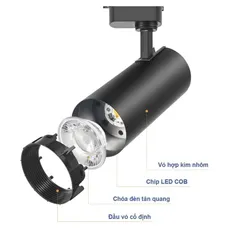 Đèn LED Ray Rọi 20W COB - Ánh Sáng Trắng, Vàng, Trung Tính - Thiết Kế Đen Thời Trang Cho Showroom, Cửa Hàng, Nhà Hàng