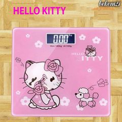 Cân Điện Tử Hình Mèo Hello Kitty - Kính Cường Lực, Chịu Lực Tối Đa 180KG, Thiết Kế Dễ Thương, Bảo Hành 1 Năm