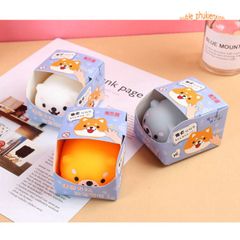 Đồ Chơi Squishy Hình Chú Chó Shiba Inu Dễ Thương - Bộ 3 Màu Giúp Giảm Căng Thẳng và Thư Giãn Cho Trẻ Em