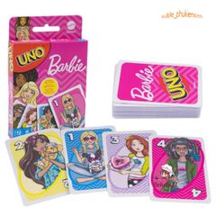 Bộ Thẻ Bài UNO Barbie - 112 thẻ bài trò chơi thú vị với hình ảnh nhân vật hoạt hình, hoàn hảo cho gia đình và bạn bè.