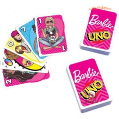 Bộ Thẻ Bài UNO Barbie - 112 thẻ bài trò chơi thú vị với hình ảnh nhân vật hoạt hình, hoàn hảo cho gia đình và bạn bè.