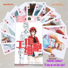 Bộ Bài Poker Hataraku Saibou - Thẻ bài hoạt hình dễ thương 52 lá chủ đề tế bào lao động cho học sinh, quà tặng fan anime