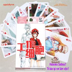 Bộ Bài Poker Hataraku Saibou - Thẻ bài hoạt hình dễ thương 52 lá chủ đề tế bào lao động cho học sinh, quà tặng fan anime