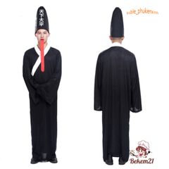 Bộ Trang Phục Hóa Trang Halloween Kinh Dị Hắc Bạch Vô Thường Dành Cho Nam Nữ - Chiếc Áo, Nón, và Phụ Kiện Halloween Thú Vị