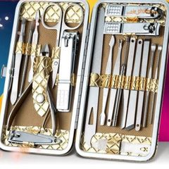 Bộ Dụng Cụ Chăm Sóc Móng Tay 19 Món - Kiềm Cắt, Kéo, Nhíp và các Dụng Cụ Làm Sạch | Hộp Da Sang Trọng