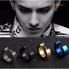 Khuyên Tai Tròn Xỏ Titan Không Gỉ - Khuyên Kẹp Thời Trang Cho Nam Nữ, Thiết Kế Cá Tính 4 Màu Đen Bạc
