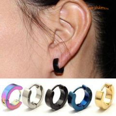 Khuyên Tai Tròn Xỏ Titan Không Gỉ - Khuyên Kẹp Thời Trang Cho Nam Nữ, Thiết Kế Cá Tính 4 Màu Đen Bạc