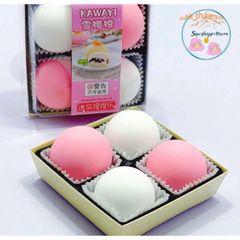 Hộp Squishy Mochi 4 Bánh Bao Trắng Hồng - Đồ Chơi Giải Tỏa Căng Thẳng Dễ Thương Cho Trẻ Em và Người Lớn