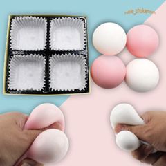 Hộp Squishy Mochi 4 Bánh Bao Trắng Hồng - Đồ Chơi Giải Tỏa Căng Thẳng Dễ Thương Cho Trẻ Em và Người Lớn