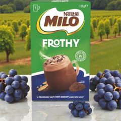 Bột cacao Milo Frothy Instant Hot Chocolate - Hộp 8 gói nhanh chóng hòa tan, đồ uống nóng tiện lợi cho gia đình