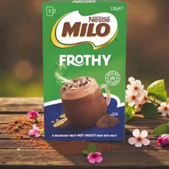 Milo Frothy Bột Socola Nóng Hòa Tan Gói 8 Gói - Thức Uống Nhanh Tiện Lợi Cho Tín Đồ Cacao