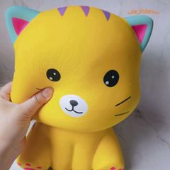Đồ Chơi Squishy Mèo Vàng Ngồi Khổng Lồ - Dễ Thương, Mềm Mại, Giảm Stress, Quà Tặng Trẻ Em và Người Lớn