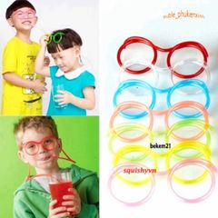 Ống Hút Nhựa Kính Mắt Cho Trẻ Em - An Toàn Thực Phẩm, Thiết Kế Hài Hước, Nhiều Màu Sắc, Dài 70cm, Vui Vẻ Cho Mọi Bữa Tiệc
