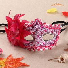 Mặt Nạ Halloween Nửa Mặt Lông Vũ Kim Sa Sang Trọng - Phụ Kiện Hóa Trang Độc Đáo Cho Tiệc 2023