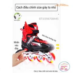 Giày Trượt Patin Sport Cao Cấp Phát Sáng LED - Điều Chỉnh Kích Thước Cho Trẻ Em và Người Lớn - Mẫu Mới 2020