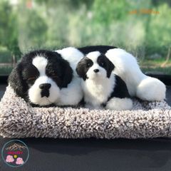Bộ Thú Bông Cún Đốm Đen Trắng Mẹ Con - Thiết Kế Đẹp, Khử Mùi, Thanh Lọc Không Khí Cho Xe Hơi, Trắng Đen Sang Trọng, Đồ Trang Trí Độc Đáo