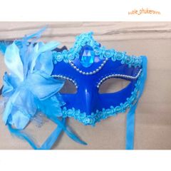Mặt Nạ Mắt Lông Vũ Trắng Đen Đính Ngọc Trai - Phụ Kiện Hóa Trang Halloween Sang Trọng và Ấn Tượng