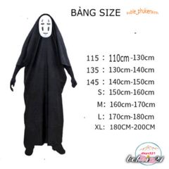 Bộ Trang Phục Cosplay Vô Diện Kaonashi - Hóa Trang Nhân Vật Hayao Miyazaki cho Trẻ Em và Người Lớn - Đầys Tràng và Thú Vị