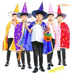 Bộ hóa trang phù thủy Halloween - Áo choàng và nón phù thủy 5 màu sắc thời trang, lý tưởng cho bữa tiệc và biểu diễn