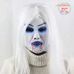 Mặt Nạ Ma Nữ Trắng Zombie - Mái Tóc Dài Mềm Mại, Trang Điểm Halloween Hoàn Hảo cho Tết Trung Thu và Sự Kiện Hóa Trang
