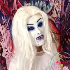 Mặt Nạ Ma Nữ Trắng Zombie - Mái Tóc Dài Mềm Mại, Trang Điểm Halloween Hoàn Hảo cho Tết Trung Thu và Sự Kiện Hóa Trang