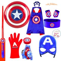Bộ Hóa Trang Halloween Cho Bé Trai - Người Nhện & Đội Trưởng Mỹ, Áo Choàng Có Đèn LED và Mặt Nạ Thú Vị, Quà Tặng Siêu Anh Hùng